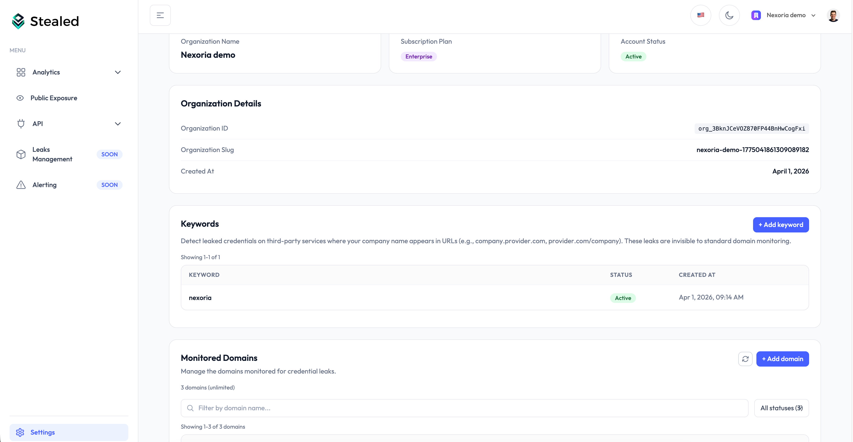 Keyword Insight - dashboard